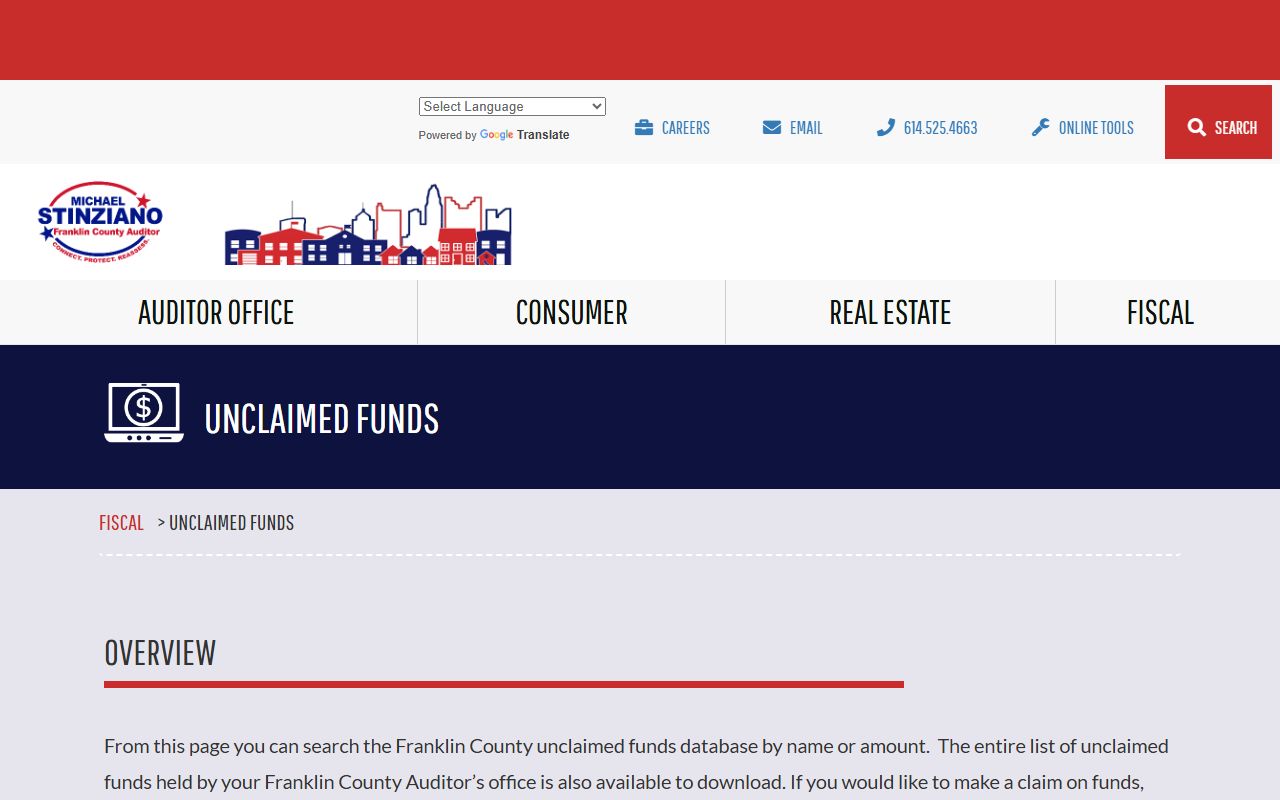 Franklin County Auditor unclaimed funds search for Dublin