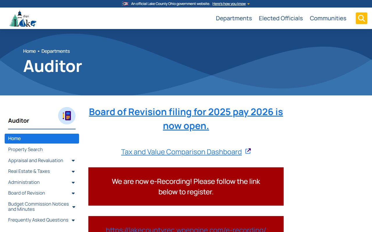 Mentor unclaimed money resources on Lake County Auditor website