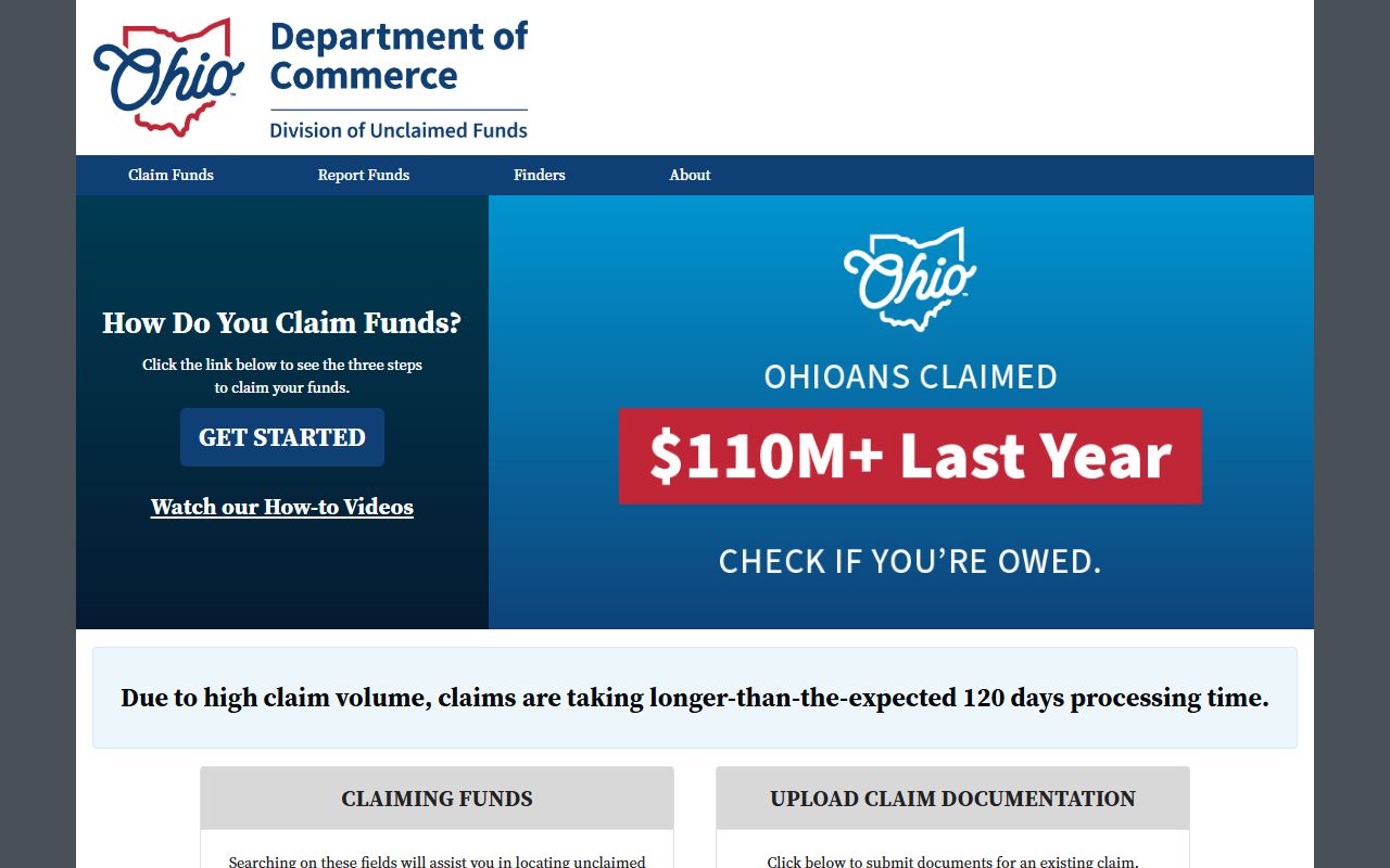 Ohio Division of Unclaimed Funds search for Allen County