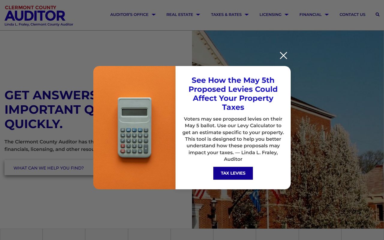 Clermont County Auditor unclaimed money database and claim forms