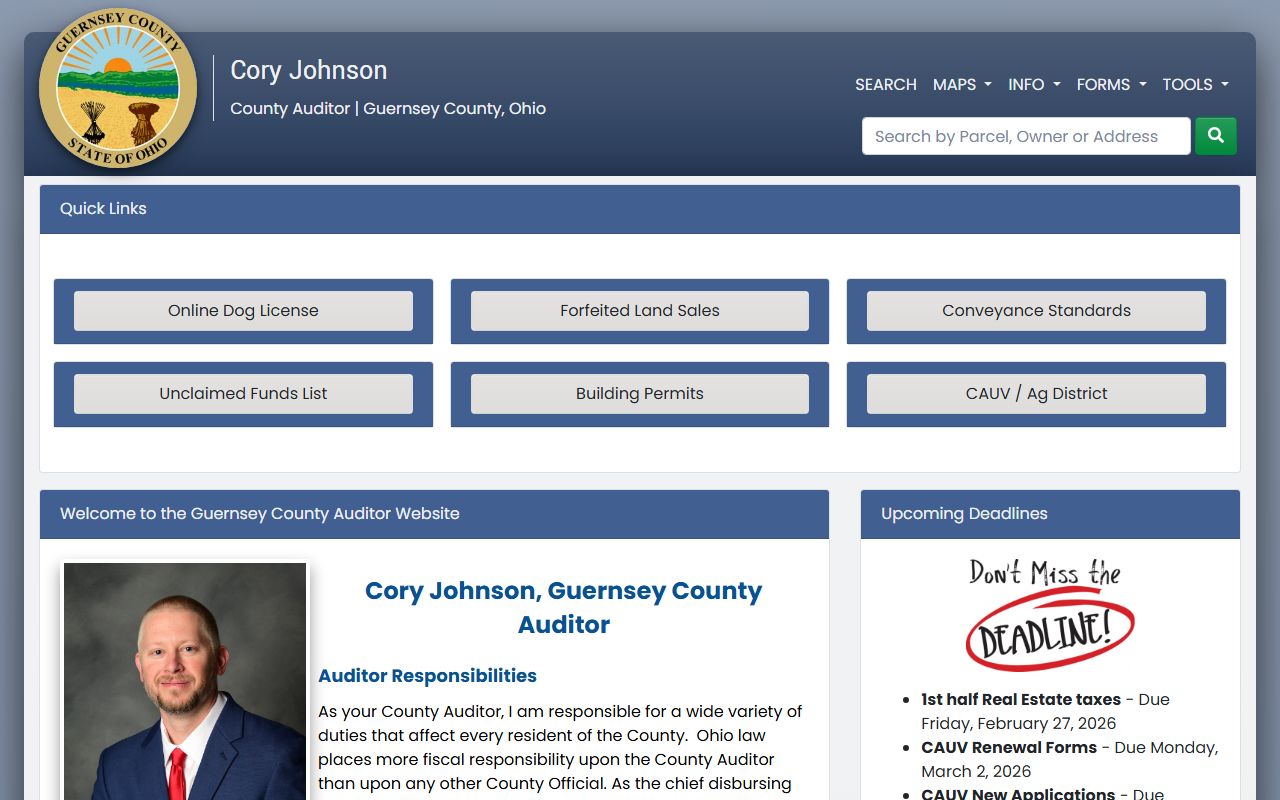 Guernsey County Auditor unclaimed funds page