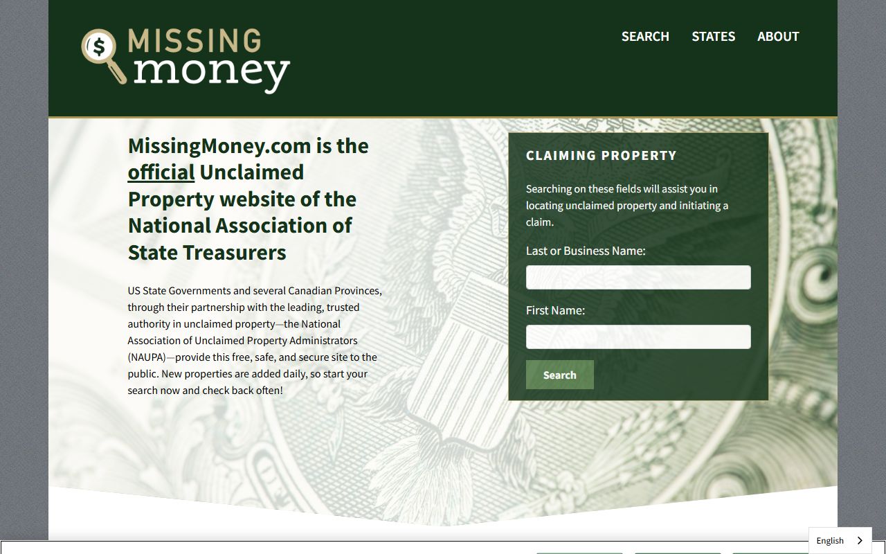 MissingMoney.com search for Mercer County unclaimed money